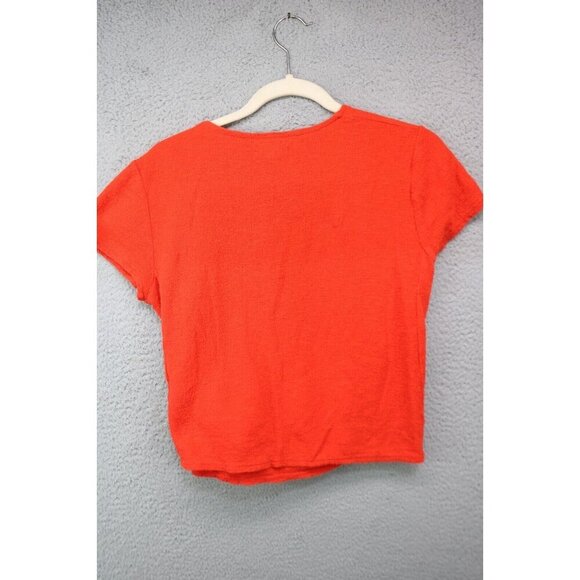 Madewell Orange Short Sleeve Wrap Top-Size Medium-Tie Front - Picture 8 of 10